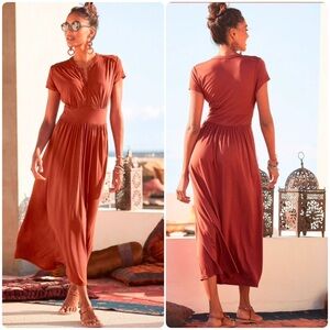 NEW Lascana Terracotta Knit Zip Up Maxi Dress